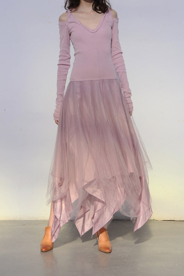 MARC LE BIHAN 2834 Off Shoulder Dress Violine